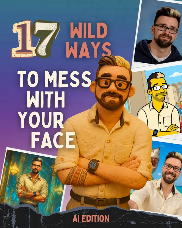 17 wild ways to mess with your face using ChatGPT -- AI edition cover showing multiple AI-generated portraits