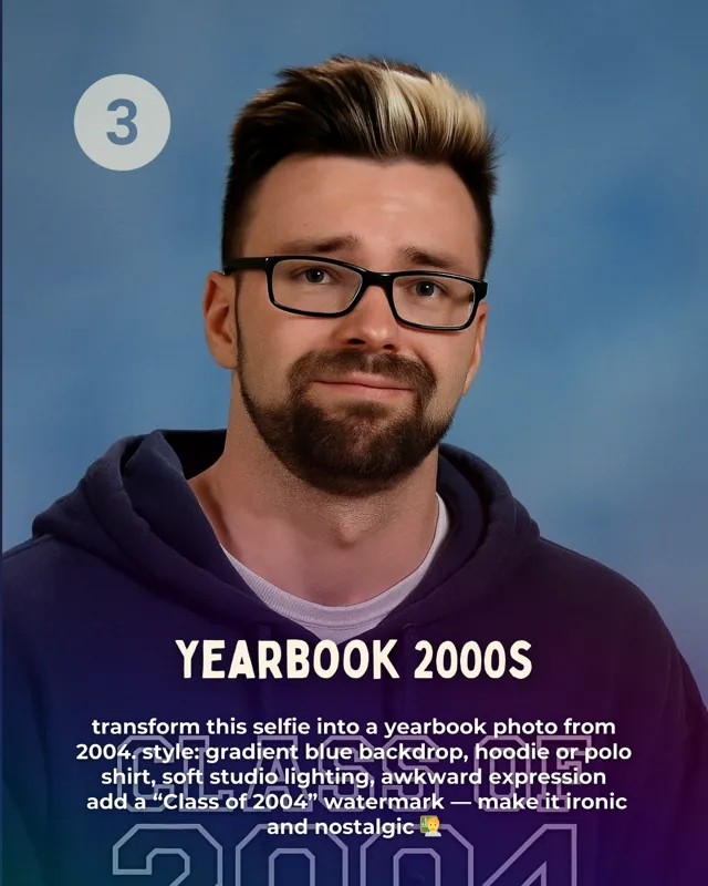 Yearbook 2000s ChatGPT prompt card
